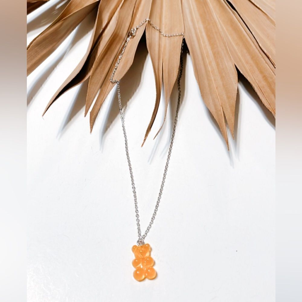 Orange gummy bear necklace F26